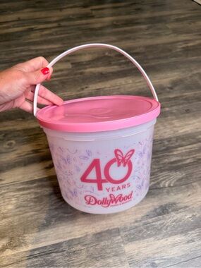 Dollywood 40th Anniversary 40 Years Pink Butterfly Popcorn Bucket 2025